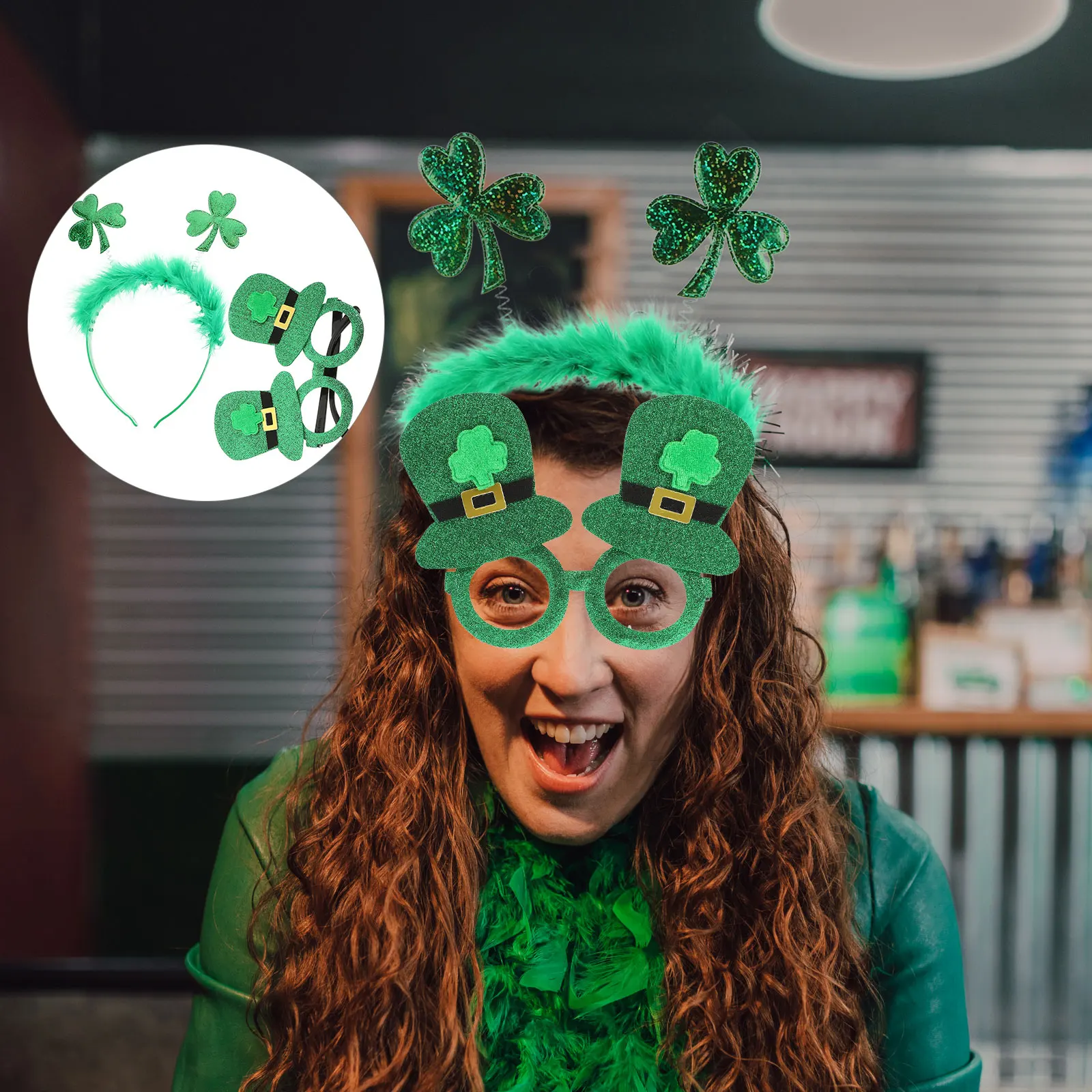 

Plastic Shamrock Headb Green Eyeglasses St Patrick Day Party Accessories Hairb Photo Props Holiday Gifts Lightweight Comfortable