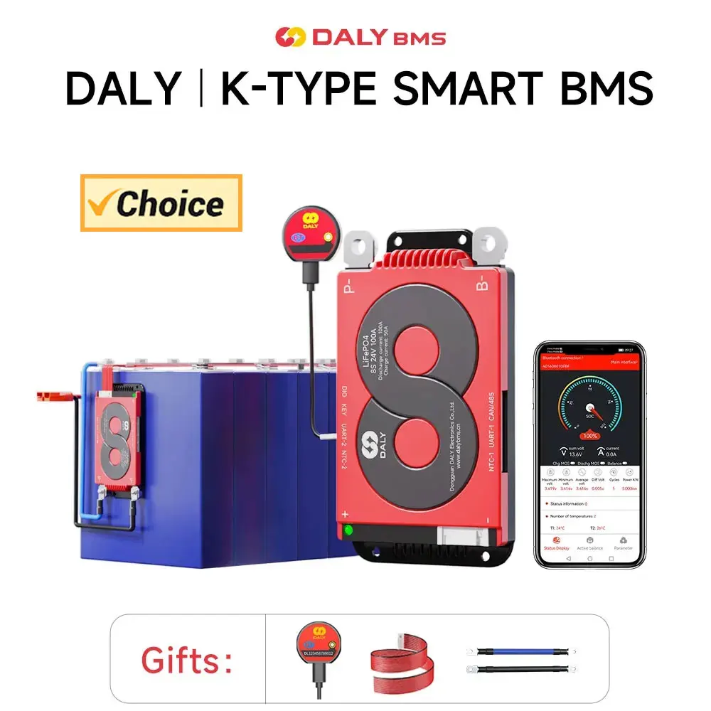 Daly BMS 16S LiFePo4 Smart BMS 4S 12V 8S 24V 48V Scooter 40A 60A 100A Battery Energy Storage RS485 CANBUS UART Bluetooth APP