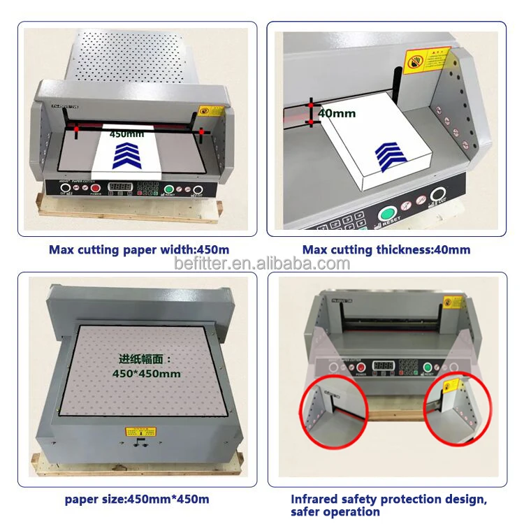 Fotografia 4: Máquina de Corte de Papel Elétrica G450VS+ de 17,7 Polegadas, Guilhotina do Fabricante com Alta Eficiência de Corte