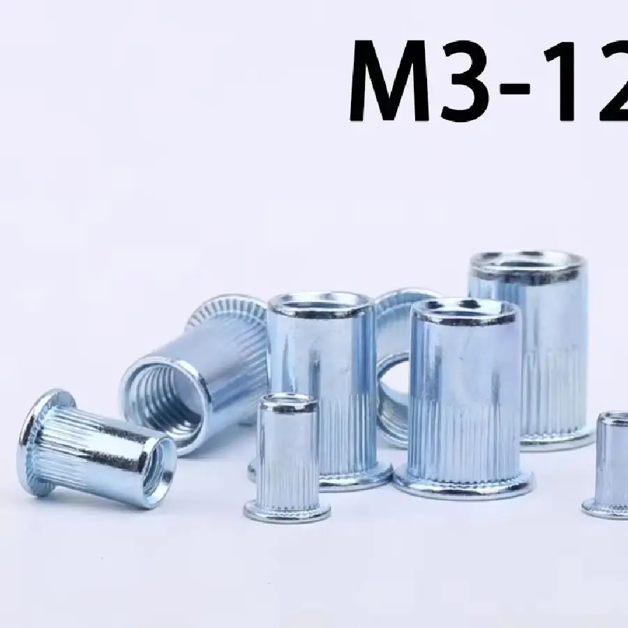 Galvanized rivet nuts, flat head and vertically arranged rivet nuts M3 M4-M12, flat head stainless steel/aluminum rivet nuts