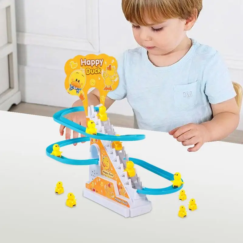 Kletter spielzeug für Kleinkinder Enten rutschen treppen Innen spielzeug Kinder montages pielzeug Schienen rutschen mit Treppen LED-Lichtern und Musik