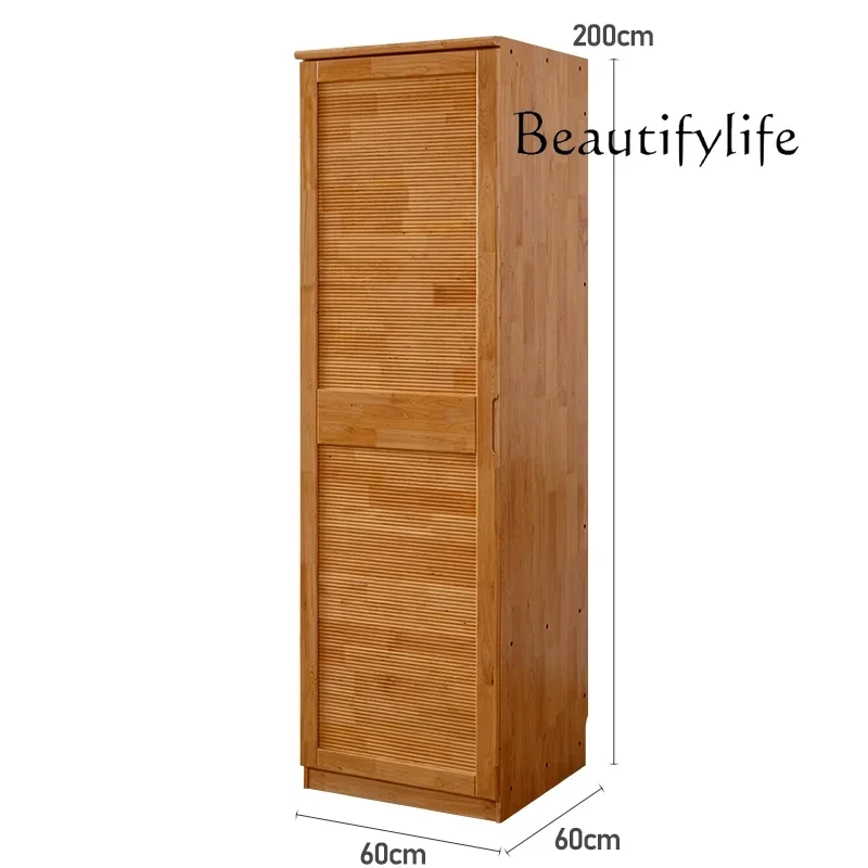 

All solid wood single door locker children's wardrobe household log bedroom hanging wardrobe cypress furniture