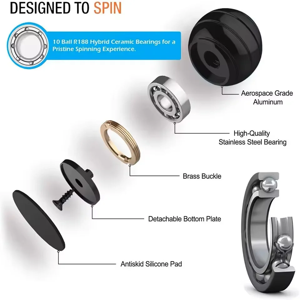 球形ジャイロスコープ減圧パワーボールデスクトップトイメタルジャイロスコープ錯視催眠フィジェットフィンガートイフィジェットトイ