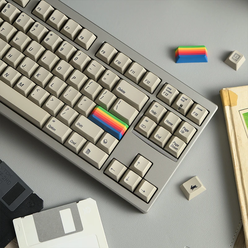 

1984, ретро-серые italic термосублимационные колпачки для клавиш из микробусины из ПБТ, механическая клавиатура на заказ