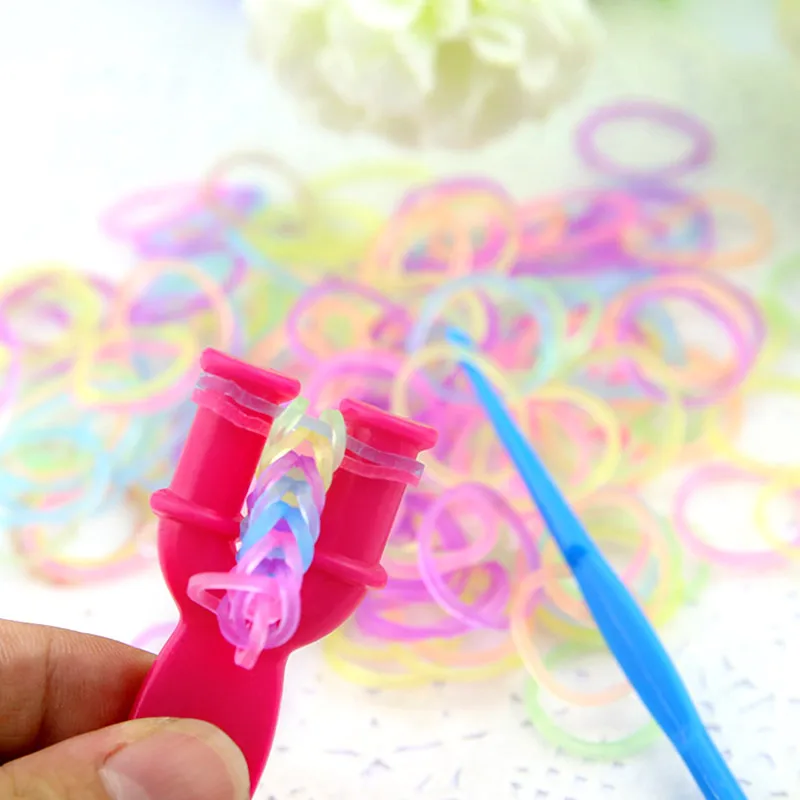 High Quality Bright Color Children Diy Handmade Rubber Band Knitting Toys Colorful Bracelet Weaving Diy Loom Bands 600pcs /bag