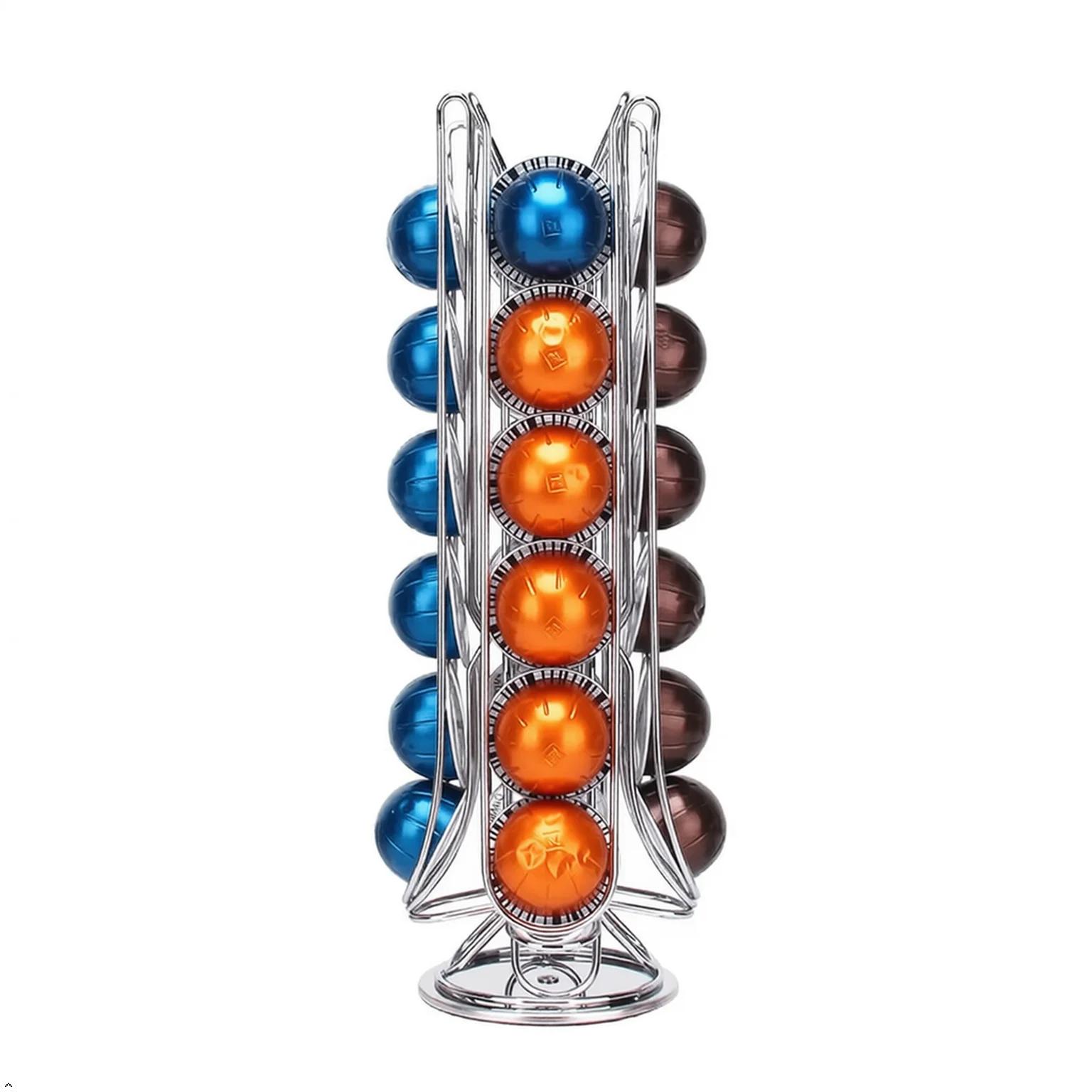 

Coffee Pod Carousel 24 Capacity 360° Rotating Metal Coffee Capsule Organizer Countertop Storage Compatible with Nespresso Vertuo
