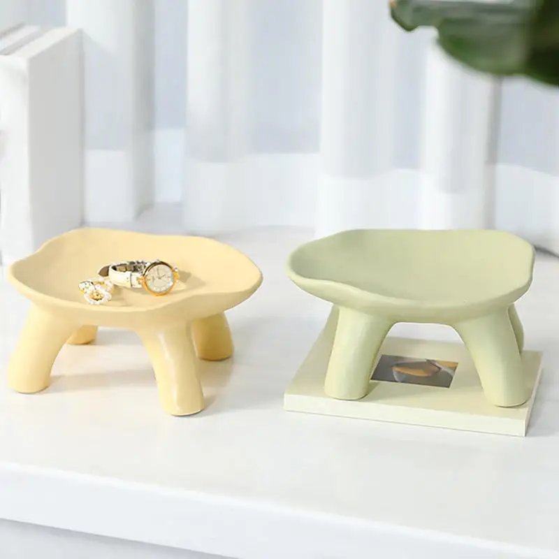 Ring Dish Cute Jewelry Organizer Stool Shapes Ceramic Desktop Jewelry Storage Tray Jewelry Holder Home Decoration Crafts For