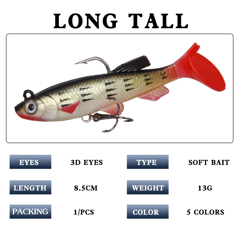 1 PC Soft Fishing 85mm 13g Simulated Fishing Bait Artificial Fishing Lure Lifelike Skin Wrapped Lead Fishing Bait Fishing Gear