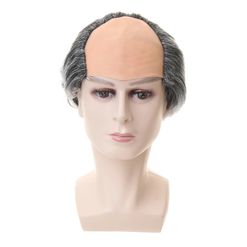 Halloween Adult Bald Wig Mediterranean Funny Grandpa Bald Wig Performance Prop Cosplay Accessories