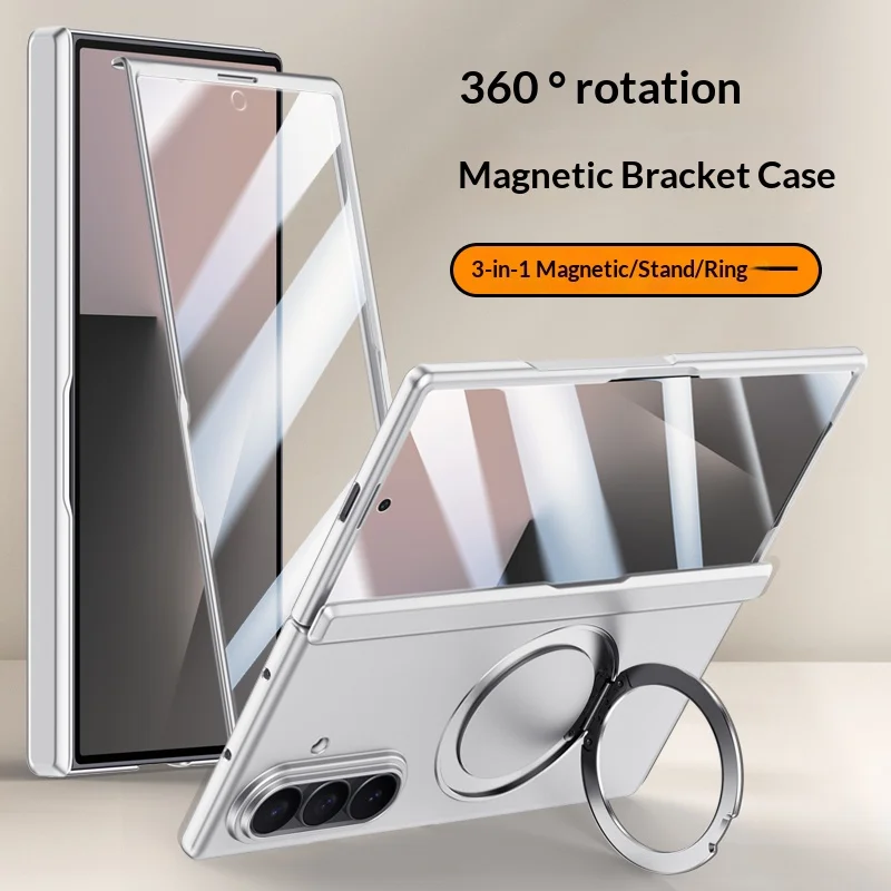 

360°rotating bracket PCmaterial Magnetic wireless charging phone Case For Samsung Galaxy Z Fold7 shockproof screen protect Cover