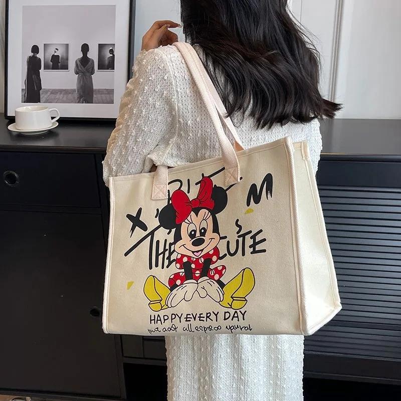 

Disney Mickey and Minnie Mouse Shoulder Bag for Women Girls Large Capacity Canvas Cartoon Cute Outdoor Travel Casual Commute