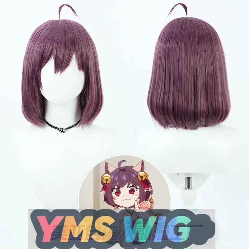 [ YMS WIG ] Peruka Cosplay Mahjong Soul PONG Ichi-hime, Zintegrowane Ahoge, Uszy w Kolorze Peruki