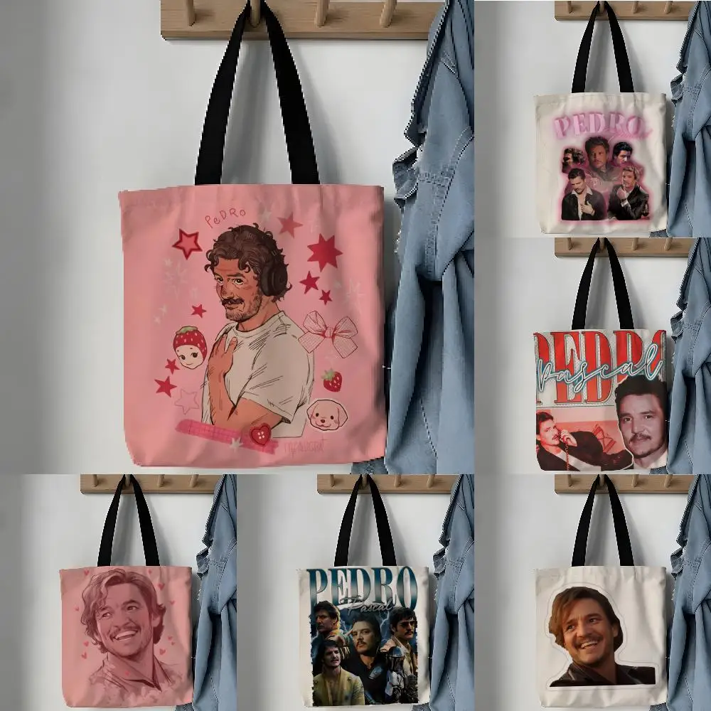 Storage Bags Aesthetic Canvas School Shoulder Bag Lightweight Grocery Shopping Bag Interesting demeanor Man P-Pedro Pascal 4