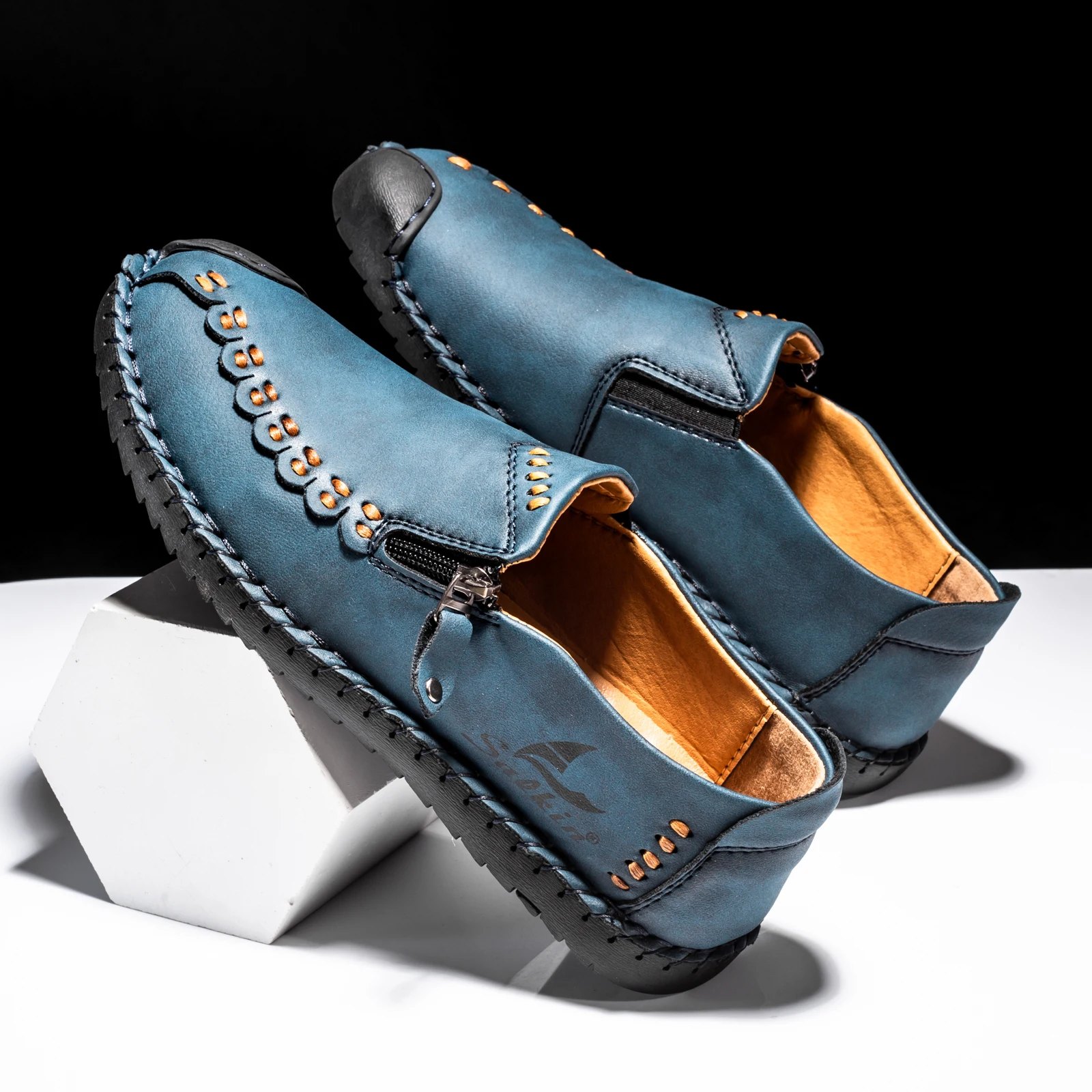 

Лидер продаж, обувь для взрослых больших размеров, мужская обувь без шнуровки ручной работы, удобная и стильная обувь с плоской подошвой, офисная или работа, мода для дыхания