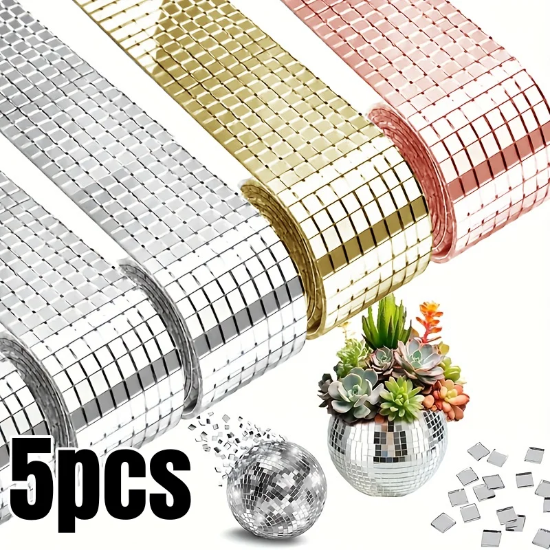 1888 pièces de mosaïque en verre, carreaux de mosaïque miroir autocollants, autocollants carrés, boule disco pour bricolage et décoration - Argent | Leroy Merlin