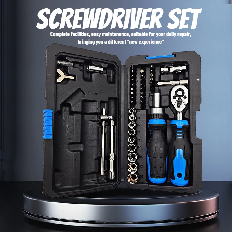 

Ratchet Wrench Set Screwdriver Set Chrome Vanadium Steel Magnetic Screw Head 43-in-1 Screwdriver Set