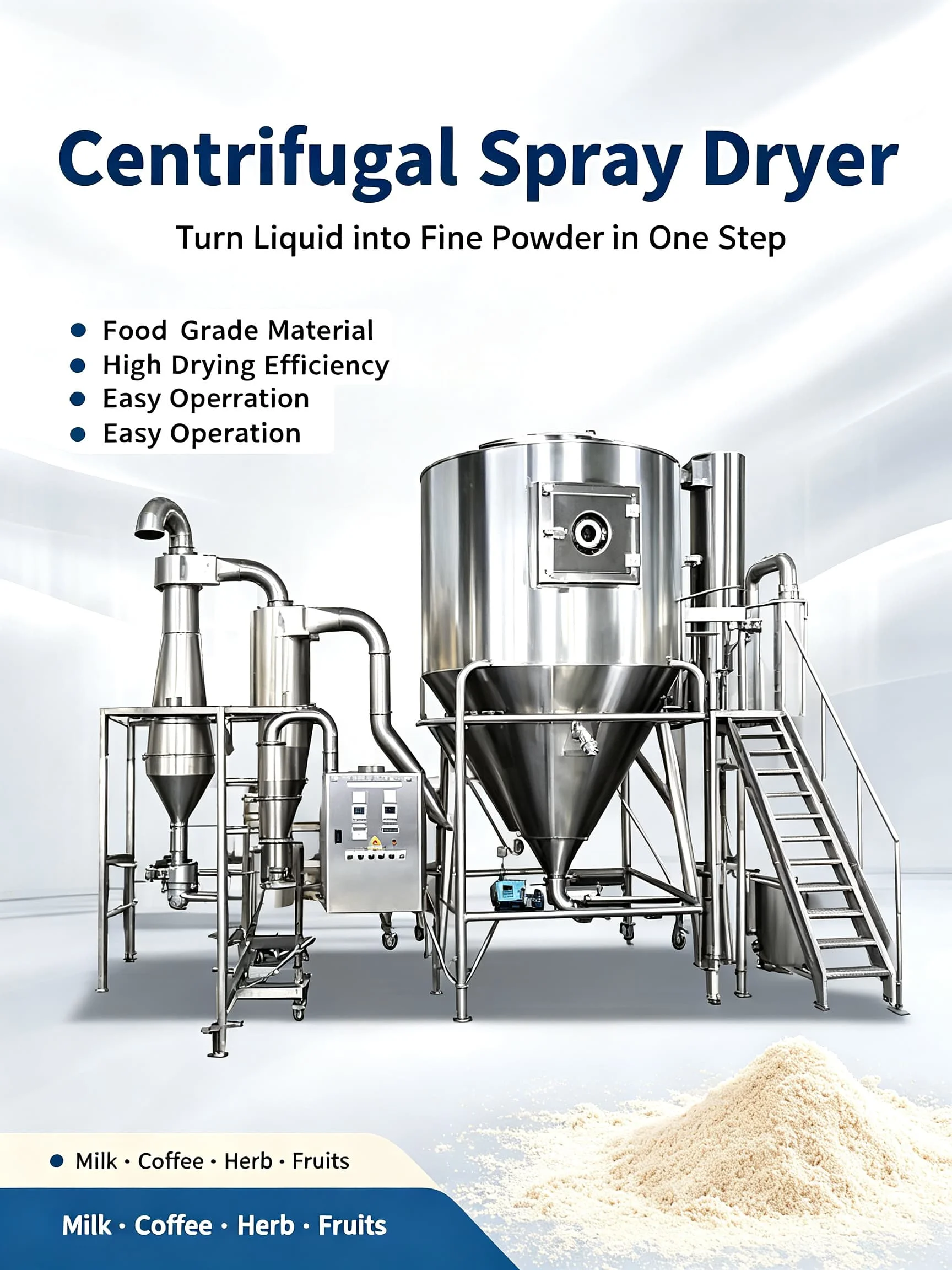 High Efficiency Electric Heating Food Milk Powder Dryer 304 Stainless Steel Instant Milk Powder Spray Dryer Customizable