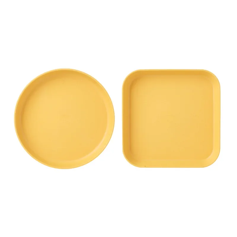 8Pcs Square Round Wheat Straw Plates Pasta Salad Bowls Lightweight Reusable Food Serving Party Snack Dinner Dishes Camping With