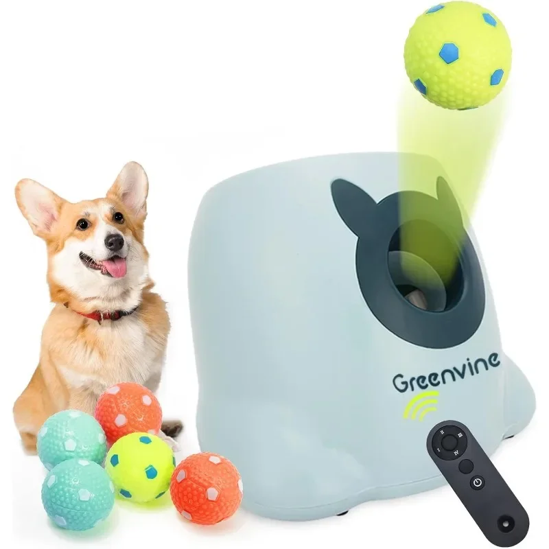 Automatic Dog Ball Launcher Interactive Ball Thrower Fetch it Machine for Dogs 6 Durable High Elasticity Latex Balls Included