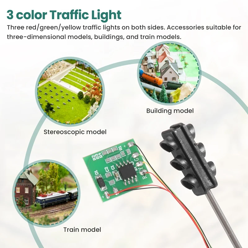 3 Color Traffic Light Signals Ho Oo Scale Model 6Led For Diy Sand Table Crossing Street Construction Railway Two Side