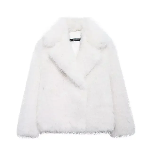 Winter Vrouwen Elegant Solid 3-Color Faux Fur Effect Vest Met Lange Mouwen Jas Vrouwelijke Casual High Street Zakken Jas Mujer