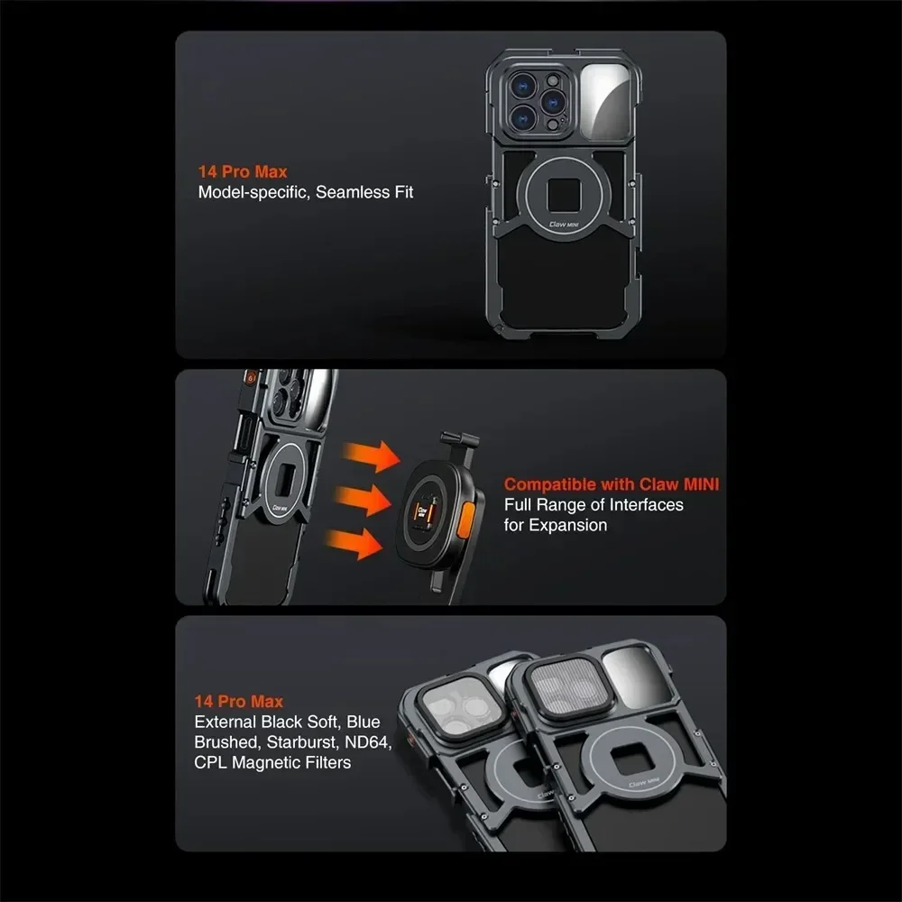 Magnetic Quick Release Phone Cage Video Vlog Rig Handle for Iphone 14Pro Max Phone Stabilizer Photography Video Filmmaking