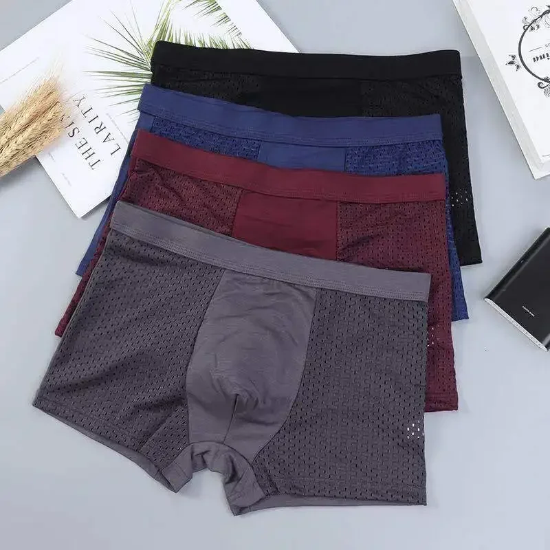 4XL Plus Banboo Fiber Men Underwear Male Boxer  Solid Panties Shorts Men\'s  Underpants Breathable Intimate Man Boxers