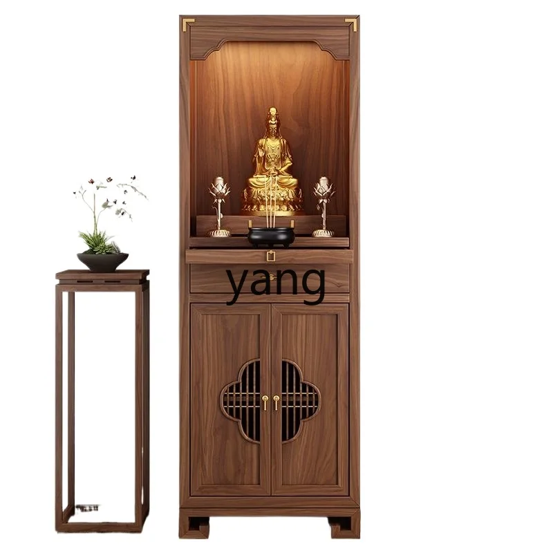 

YJQ Buddhist niche new Chinese vertical cabinet living room household altar cabinet solid wood