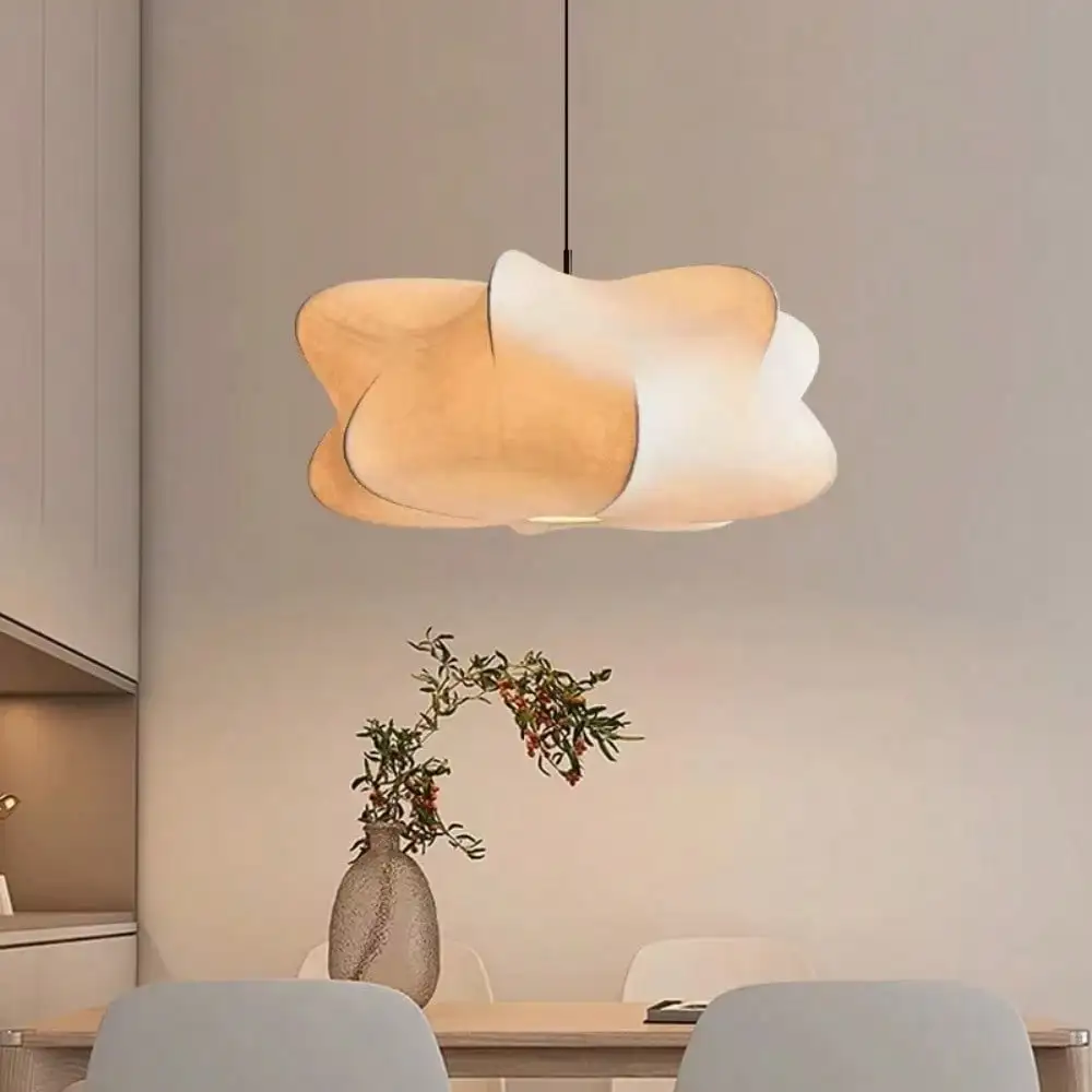 

Wabi Sabi Living Room Ceiling Lamp Shop Bar Parlor Pendant Lights Silk Hanging Chandelier Home Decorations Lustre Hanging Lamps