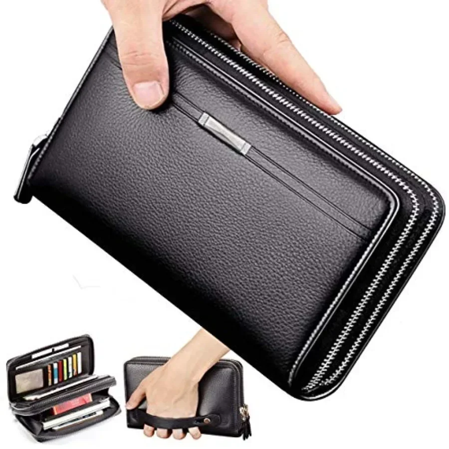 

Mens Wallet Long Purse Leather Clutch Large Business Handbag Phone Card Holder Case Gift for Men Father Son Husband Boyfriend