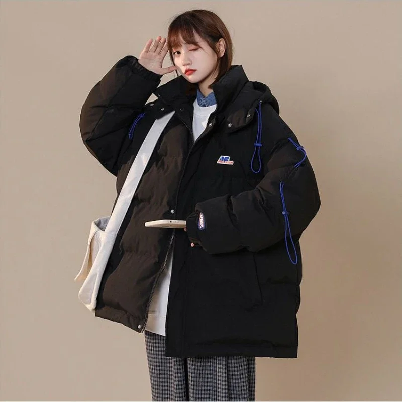 Winter Parkas American Coat Drawstring Cotton Padded Jacket Loose Warm Men's Jacket Bread Jacket Thicken Keep Warm