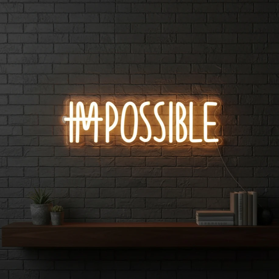 「i'm-possible」ledネオンサイン、usb電源スイッチ付き-寝室、ジム、オフィス、リビングルーム、マンケイブ用の壁掛け装飾ライト