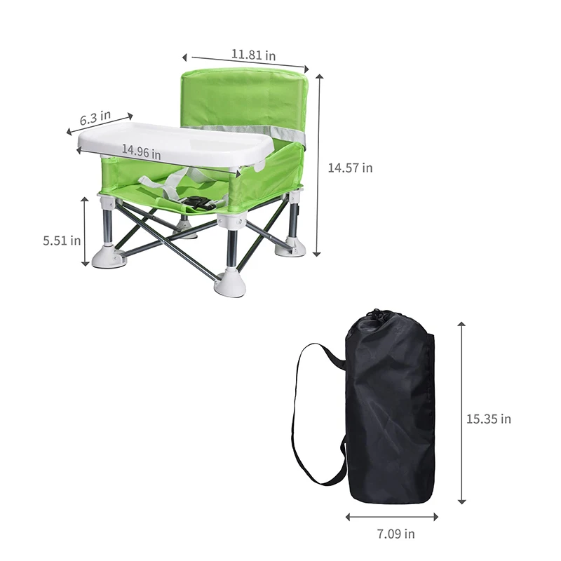 Silla de comedor portátil plegable con placa, cinturón de seguridad, silla de playa para niños, Camping, asiento de alimentación cómodo para bebés