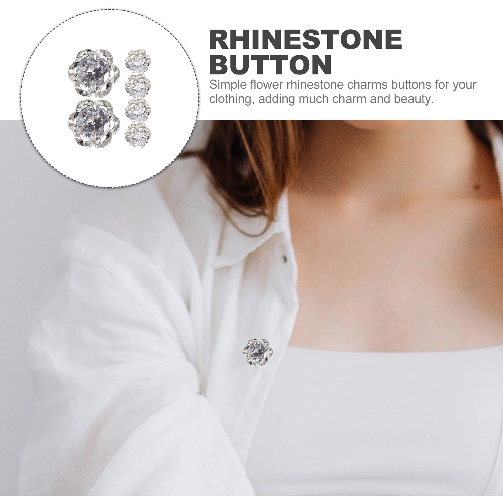 

6Pcs Crystal Rhinestone Buttons Metal Sewing Craft Buttons Shiny Charm Embellishments for Clothing Bags Belts Sewing Craft