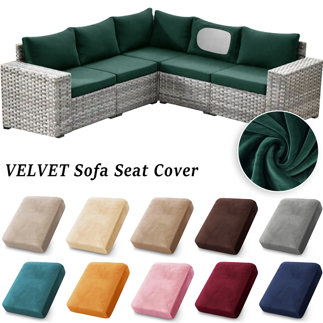 Housses de canapé de Patio douces en velours, housses sectionnelles extensibles, housse de coussin de siège amovible pour décoration extérieure de jardin et de maison