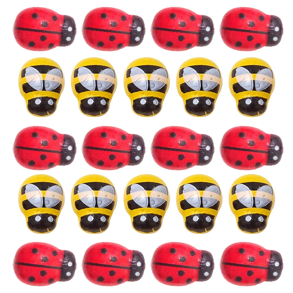 

200Pcs Wooden Bees Ladybugs Decor Eco-Friendly Durable Garden Wall Art Outdoor Decoration Wood Ladybug Wall Art Bees