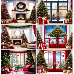 Winter Christmas Eve Festival Decoration Living Room Photography Backdrops New Year Holiday Fireplace Party Background CI-13