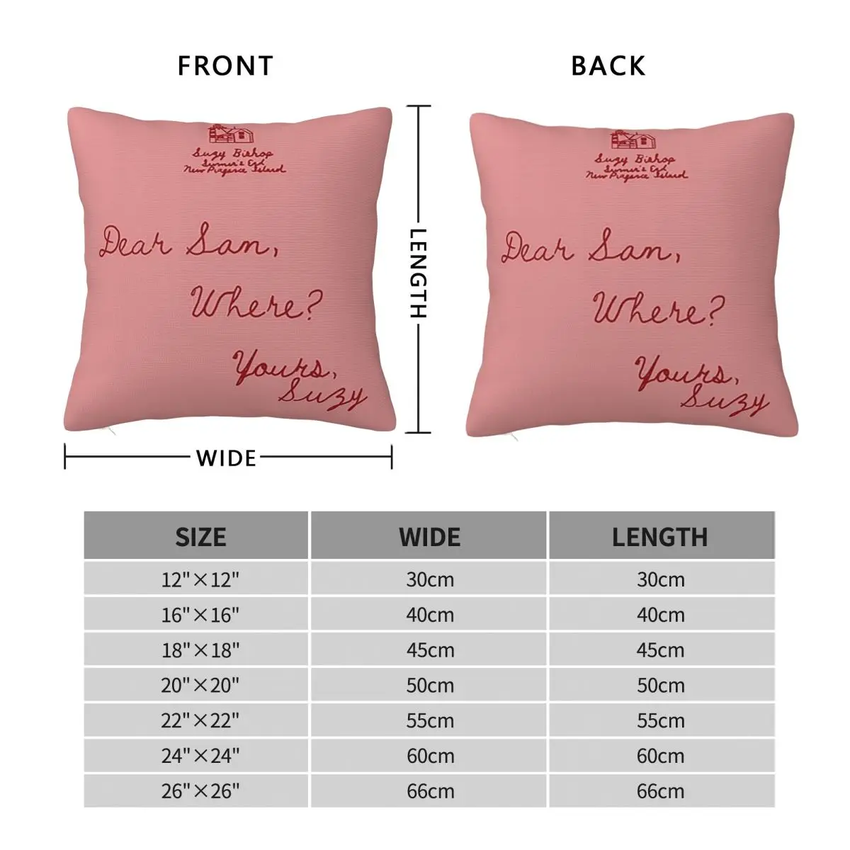 Dear Sam.yours,Suzy Square Pillowcase Pillow Cover Polyester Cushion Decor Comfort Throw Pillow for Home Sofa