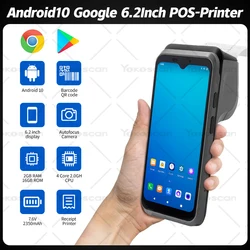 Google Handheld POS Terminal 6.2Inch Android10 PDA 58mm Ticket Bill Printer 4G  Barcode Scanner WiFi Mobile 4-core 2+16GB H3