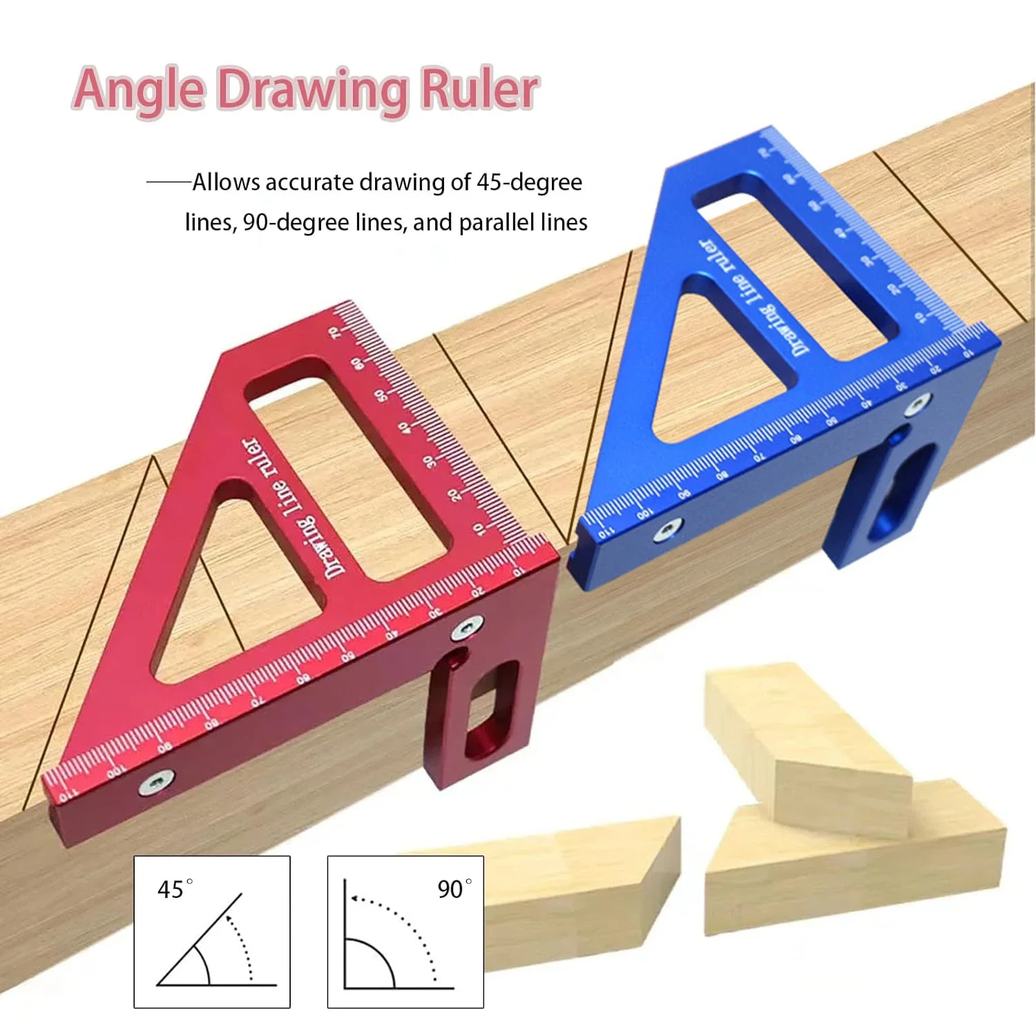 

3D Multi-Angle Measuring Ruler,45/90 Degree Woodworking Square Protractor,Drawing Line Ruler,Miter Triangle Ruler Measuring Tool