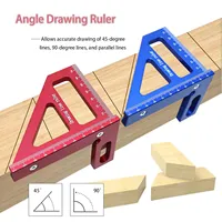 3D Multi-Angle Measuring Ruler,45/90 Degree Woodworking Square Protractor,Drawing Line Ruler,Miter Triangle Ruler Measuring Tool