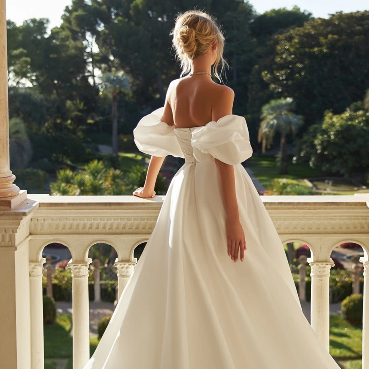 Elegante herzförmige Satin-Brautkleider mit Schlitz, A-Linie, Puffärmel, Brautpartykleid für Frauen, langes Ballkleid für die Braut