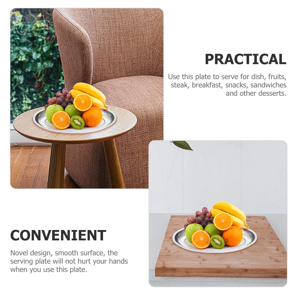 

Stainless Steel Oval Pan Breakfast Tray Snack Food Fruit Plate Dish Dinner Plates Platter