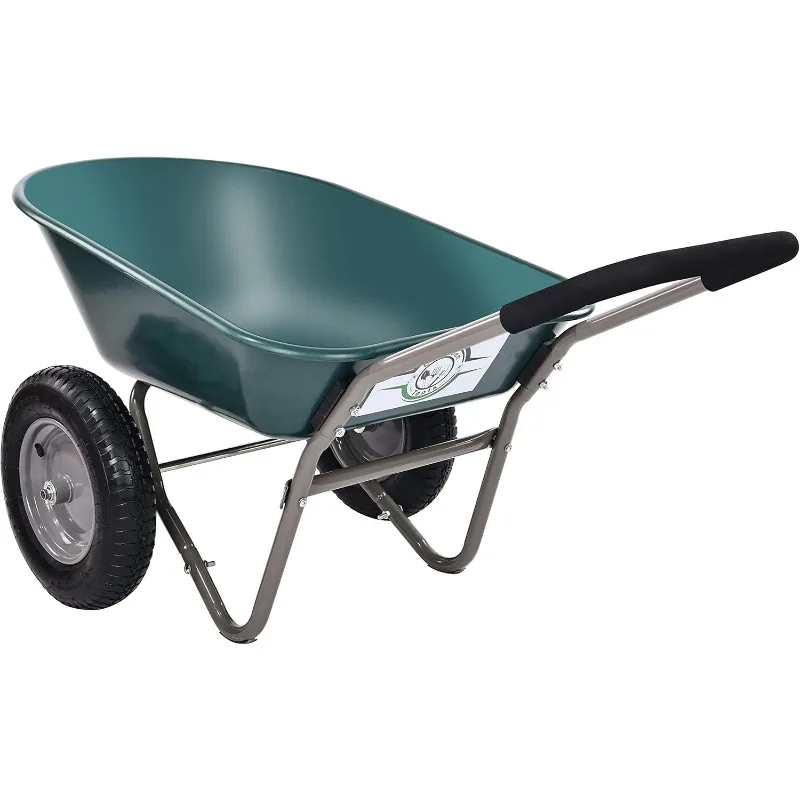 Elevon Dual-Wheel Home Garden Yard Utility Wheelbarrow Cart with Built-in Stand trolley with wheels