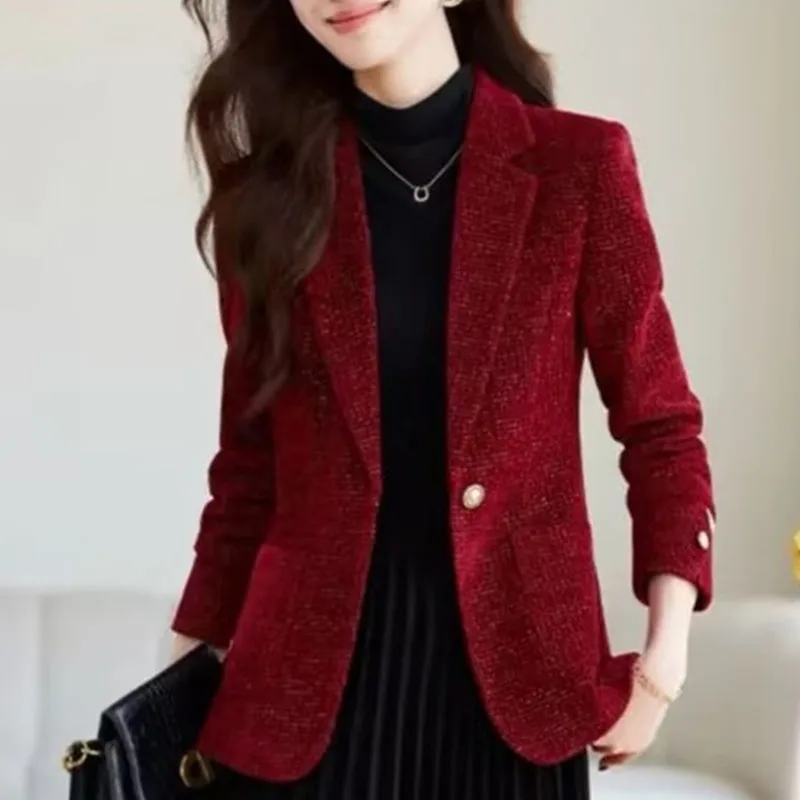 ربيع الخريف بلايز السيدات أبلى الكورية حجم كبير 5XL دعوى المرأة سترة الراقية موضة الترفيه السترة معطف الإناث