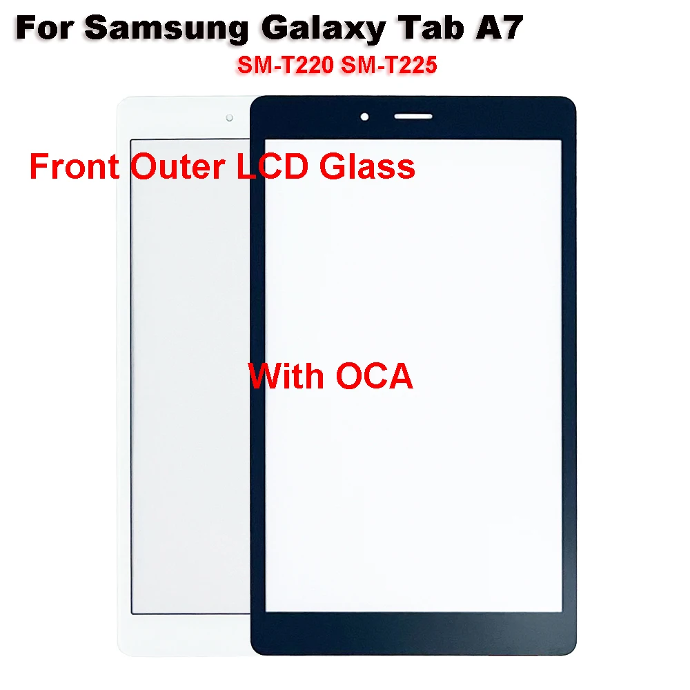 

New For Samsung Galaxy Tab A7 8.7'' SM-T220 SM-T225 T220 T225 Touch Screen Panel Tablet Front Outer LCD Glass Lens With OCA