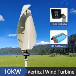 10KW Vertical Spiral Wind Mill Turbine Portable Generator 12V 24V 48V Alternative Free Energy Windmill With Hybrid Controller