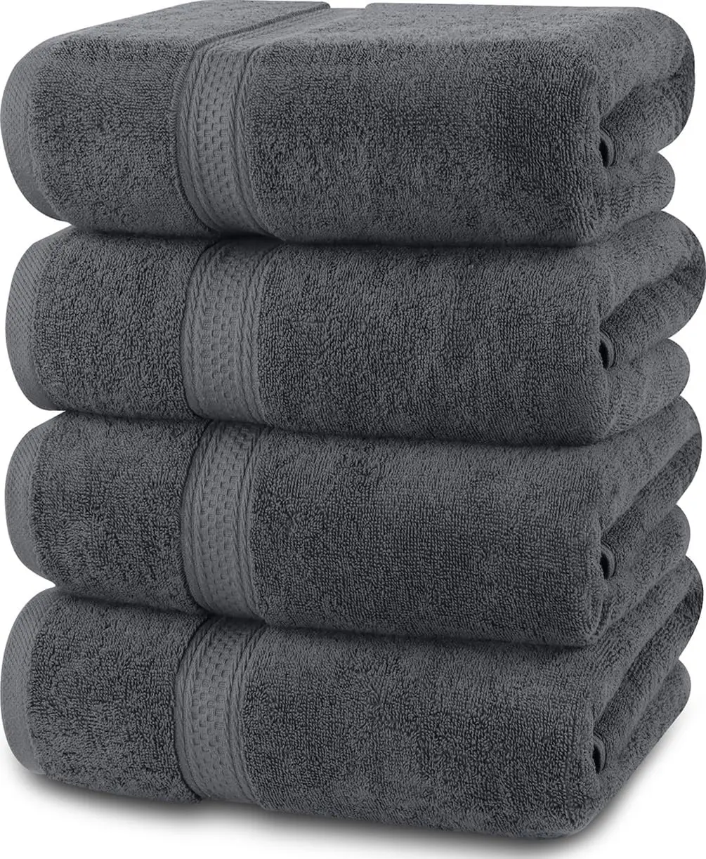 

Towels 4 Pack Premium Bath Towels Set, (27 x 54 Inches) 100% Ring Spun Cotton , Lightweight and Highly Absorbent Quick