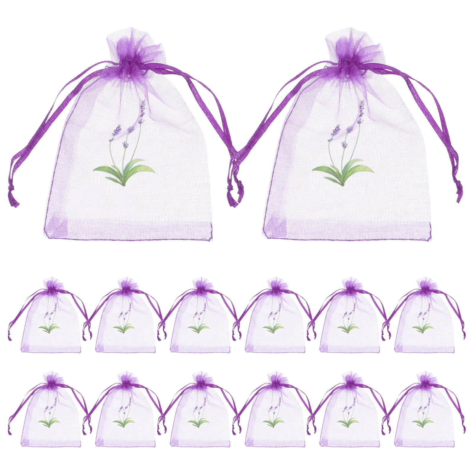 20Pcs Lavender Sachet Pendant Bags Empty Organza Gauze Fabric Mesh for Closet Deodorizers Home Fragrance Wedding Favors