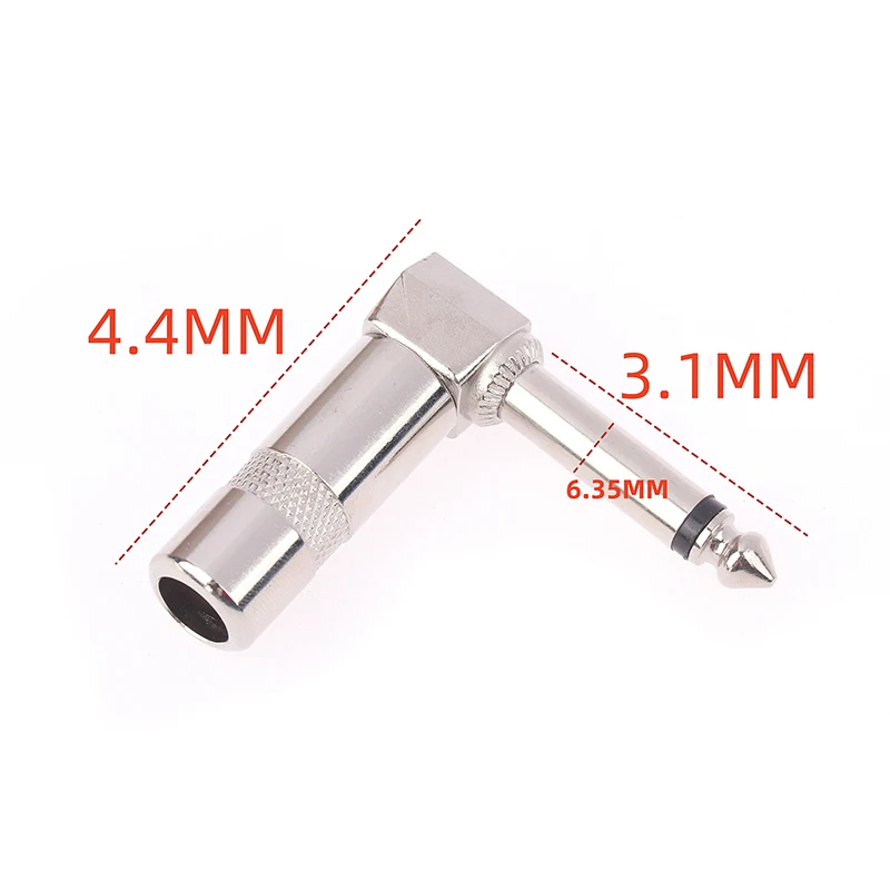 Metal 6.35mm Plug Right Angle Male Mono Plug L-Shape Audio Connector For Guitar Audio 1/4" 6.35 90 Degree Jack Solder Connector